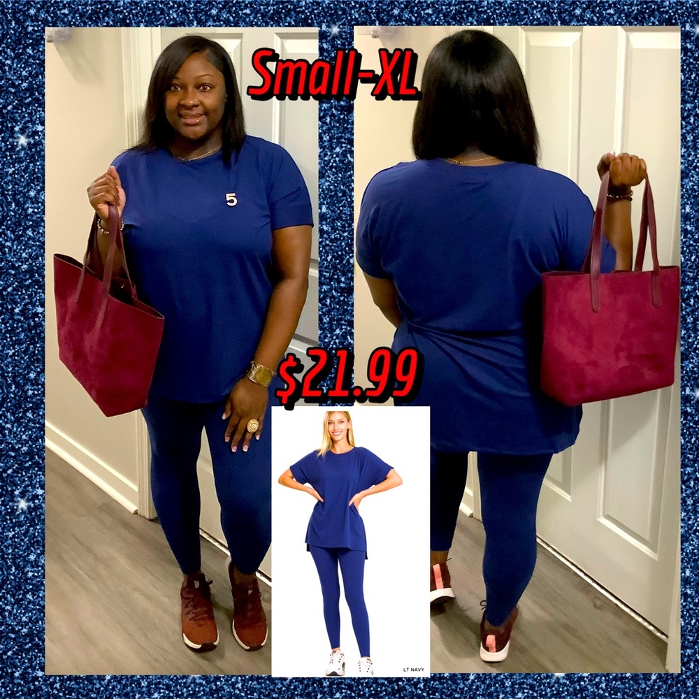 Lt Navy Two Piece Leggings Set